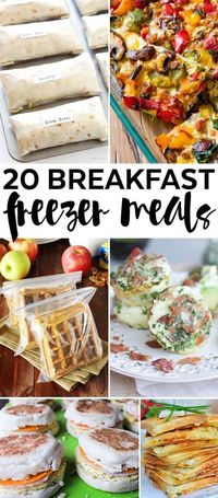 20 Breakfast Freezer Meals - Add these easy make ahead breakfast ideas into your meal plan rotation! Freezer Cooking | Freezer Breakfast | Make Ahead Meals