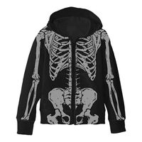 Stay warm and spooky in this Black Skeleton Bones Zip-Up Hoodie. Featuring a full skeletal print this black hoodie is perfect for Halloween or any day you want to embrace the macabre. Made from a cozy blend of polyester and cotton it's both stylish and comfortable. pbAdult Black Skeleton Bones Zip-Up Hoodie product details:-b-p ul liFront pockets-li li60% cotton and 40% polyester-li liReview the size chart for sizing information-li -ul pbCare Instructions:-b-p ul liMachine wash cold with like colors-li liHand wash cold with like colors-li liTumble dry low-li liIron on low; do not iron print-li liDo not bleach or dry clean-li -ul