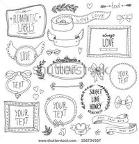 Vintage label set, Hand-drawn doodles and design elements, Ornate frames, banners and ribbons isolated - stock vector