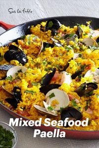 A summer staple! Try our mixed seafood paella