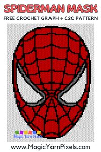 Free crochet pattern for Spiderman Mask. Includes the crochet graph and written patterns for c2c crochet and tapestry crochet (row by row). Crochet baby blankets, afghans and throws.