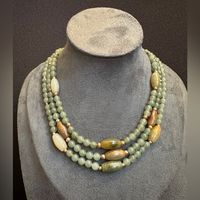 This Exquisite Of Beaded Choker Necklace With 925 Silver Beads And Spring Ring Closure Is A Perfect Gift For Your Loved One On Any Special Occasion. It Features A Stunning 57 And 55 Pieces Of 6mm, 3 Pieces Of 8.8x16mm Natural Burma Jadeite Jade Type A (Beads) Stones In Green, White,And Yellow Colors, Creating A Beautiful And Unique Piece Of Jewelry. The Round And Long Shaped Stones Are Delicately Handcrafted. The Design Of This Necklace Embraces The Beauty Of Nature And Ethnic Style, Making It An Ideal Accessory For Any Fashion-Conscious Individual. Whether It's For An Engagement, Wedding, Graduation, Or Birthday Celebration, This Set Will Add A Touch Of Elegance And Charm To A