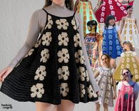 This is an advanced (and patient) beginner to intermediate level PDF crochet pattern. The pattern includes detailed instructions and pictures for the different techniques used. It explains how to read the flower graphs for the colourwork. The dress is worked from the top down and uses mostly half double crochet as well as single crochet and Romanian chord stitches. It is written in US terminology. Since the non-working yarn is always being carried, there are not as many ends to weave in as you m