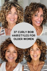 100+ Curly Bob Hairstyles for Older Women >>> The curly bob with caramel highlights is a warm and inviting hairstyle for older women with curly hair. This cut features a classic bob length with caramel highlights throughout the hair that add depth and dimension to the curls, creating a natural and sun-kissed appearance. Click here to check out more curly bob hairstyles older women are loving right now.