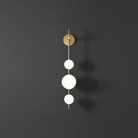 About  This lamp is perfect for lighting hallways, stairs and entryway sconces ready to bring a minimal yet sophisticated style to your home. It features a fixed wall-mounted design with a metal body in a gold finish for a glam, minimalist look. The spherical glass shades in a matte white finish diffuse light with a warm, cozy glow, while the dimmable light setting allows you to control the right level of light. Just fix it in your bedroom, hallway, study or next to your bathroom mirror for effe