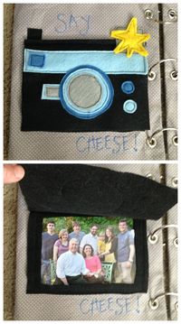 Quiet book - camera page - say cheese!