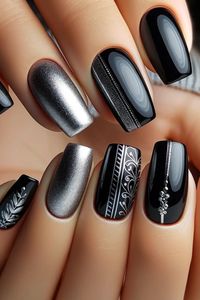 37 Black And Silver Nails That Are Show Stoppers