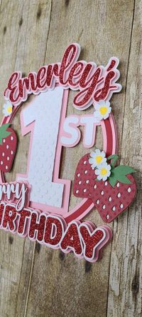 Berry 1st Birthday Cake Topper / Strawberry Theme Party Decor - Etsy