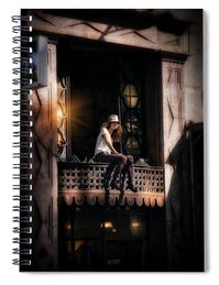 The spiral notebook is 6" x 8" in size and includes 120 pages. The inside of the back cover includes a pocket for storing extra paper and pens. #FashionNotebook #ModelNotebook #balcony