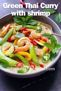 Instant Pot Thai Green Curry Shrimp get's ready under 30 minutes, beginner friendly recipe for busy weeknights! Make this creamy Instant Pot Thai green curry shrimp with store bought green curry paste, coconut milk, veggies & juicy Colossal Shrimp.