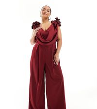 Jumpsuits & Rompers by ASOS Luxe Minimal effort, maximum payoff Cowl neck Corsage detail Tie-back fastening Wide leg Regular fit