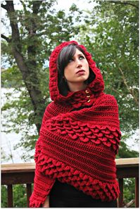 Crocodile Stitch Hooded Cape  Crochet Pattern by bonitapatterns, $6.00