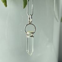 Clear Quartz Gemstone Energy Sterling Silver Necklace