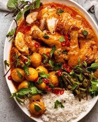 Thai red curry pot roast chicken