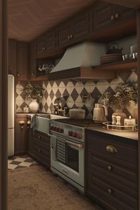 Sims 4 CC Moody Kitchen Interior Aesthetic