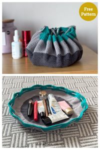 Flat-Lay Drawstring Bag Free Crochet Pattern