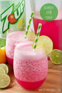 Raspberry 7UP® Punch: So easy to make, delcious, and kid-friendly, the perfect punch for New Year's or a holiday party! #ad - Eazy Peazy Mealz