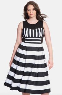 ELOQUII Stripe Pleat Midi Dress (Plus Size) available at #Nordstrom