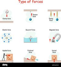 Download this stock vector: Types of force. set icons. poster for children about physics. vector illustration. collection of clip art elements for Educational use. - 2FM2TTG from Alamy's library of millions of high resolution stock photos, illustrations and vectors.