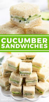 Cucumber Sandwiches are an appetizer must for a tea party, Mother's Day brunch, baby shower, bridal shower, or any get together. Simple finger food that's cool, fresh, light, and so delicious!