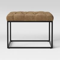 Trubeck Tufted Ottoman Faux Leather With Metal Base Brown - Project 62™ : Target