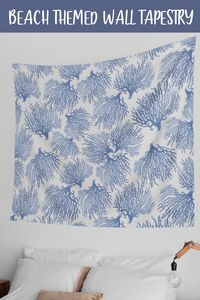 This wall tapestry with sea coral pattern in denim blue and white is perfect to add a beach feel to your home decor, making it the perfect ocean-inspired accent. It will also be great as a housewarming gift