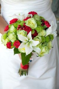 Red and green wedding flowers