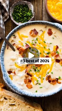 Elena Davis| Italian Recipes on Instagram: "🌟SHARING MY TOP 4 reels of 2024: coming in at number 3 is my creamy 🥔baked potato soup recipe! The potato soup that changed my mind about potato soup 😂 (and so many of you loved it, too!)…
⭐️Comment “SOUP” and I’ll send the recipe right to your 💌DM! Follow, @cucinabyelena, so the DM will show up in your IG inbox 📥. Or, G00gle: “CucinabyElena Baked Potato Soup Recipe“. 

It’s sooooo gooooood and checks all the boxes for a cozy meal 🥣! Mangia, 💙,Elena. 

#potatosoup #soupseason #souprecipe #comfortfood #delish #soups #whatsfordinner"