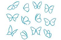 Butterflies silhouettes for symbols, icons and tattoos design