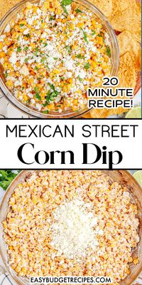 20-minute magic! This quick and easy Mexican Street Corn Dip is the perfect appetizer to liven up any gathering. Serve this side dish hot or cold. Follow us for more easy dips recipes!