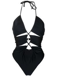 Shop Noire Swimwear cut-out halterneck swimsuit with Express Delivery - FARFETCH