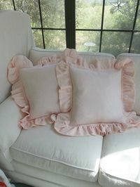 Ruffled Pink Linen Pillows Blush Pink Pillow Shams Custom Sizes Romantic Home Decor More Fabric Choi