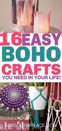 16 DIY boho bedroom ideas that are cute and easy DIY boho decor crafts for your teen girl room or dorm. #boho #easydiy #crafts #craftsforteens #bedrooms #dorms