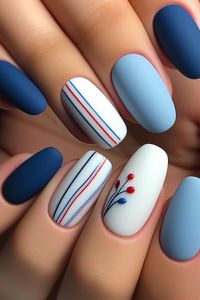 Get inspired and create your own stunning look! #FourthOfJulyNails #MatteNails #SummerNails #PatrioticNails #NailDesign #RedWhiteAndBlue #EasyNails