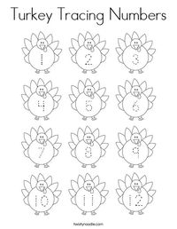 Turkey Tracing Numbers Coloring Page - Twisty Noodle