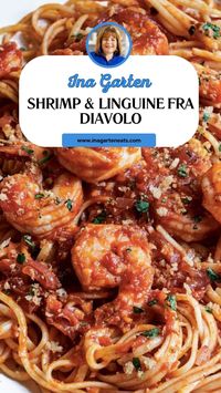 Ina Garten Shrimp & Linguine Fra Diavolo is made with shrimp, linguine, red onion, garlic, red pepper flakes, white wine, arrabbiata sauce, fresh parsley, olive oil, butter, and panko. This delicious Shrimp & Linguine Fra Diavolo recipe creates a tasty dinner that takes about 35 minutes to prepare and can serve up to 4 people.  This Shrimp & Linguine Fra Diavolo Recipe Is From Modern Comfort Food Cookbook by Ina Garten