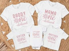 Introducing our super cute winter ONEderland family matching 1st birthday shirts. These shirts are high quality and made with 100% soft ringspun cotton for very comfortable wear.   HOW TO ORDER 1. Select the color and size/name from the drop-down menu and add it to the cart 2. Repeat the process if you want to order more shirts 3. If you want a custom shirt, please select that from the menu and add the name to the personalization box NB: We have multiple options for Mom and Dad in the listings d Winter Onederland Shirts, Winter Onederland Shirts For Parents, Winter Onederland Decor, Cotton Top For Birthday In Winter, Cotton Tops For Birthday In Winter, White Tops For Birthday And Winter, White Top For Birthday In Winter, First Girl Birthday, Winter One Derland