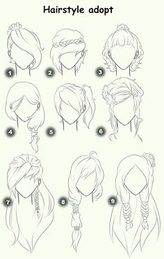 the steps to draw hairstyles for girls with different hair types and styles, including braid