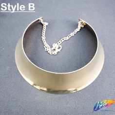 "Gold metal necklace choker in different style, sold by the piece. Size: Style A: 4 7/8\" x 5 3/4\" Style B: 5 1/2\" x 6\" Style C: 5 3/8\" x 6 1/8\" (Does not have a chain link) Style D: 5 5/8\" x 5 3/4\" Style E: 4 3/4\" x 5 7/8\" Style F: 7 3/8\" x 7 3/4\" (Does not have a chain link) All items are available to ship from our NYC store. We ship both US and International. No returns or exchanges." Metal Round Choker For Party, Metal Choker For Party, Silver Clavicle Chain Choker, Costume Jewelry Metal Choker With Adjustable Chain, Round Metal Choker For Party, Gold Alloy Choker For Parties, Metal Costume Jewelry Choker With Adjustable Chain, Adjustable Metal Choker For Party, Adjustable Metal Choker For Parties