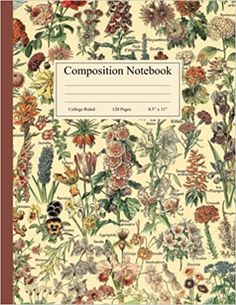 the composition notebook is filled with flowers