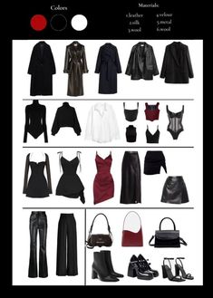 Red And Black Capsule Wardrobe, Avant Garde Capsule Wardrobe, Dark Feminine Essentials, Dark Feminine Clothing Aesthetic, Dark Feminine Wardrobe Essentials, Classy Grunge Aesthetic, Luxury Gothic Outfit, Winter Outfits Dark Feminine, Dark Feminine Work Outfits