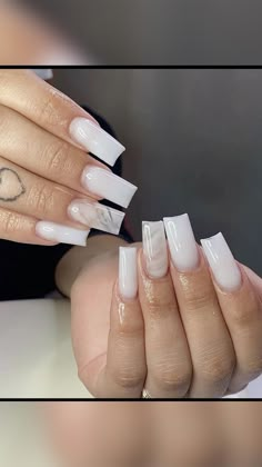 White Acrylic Nails, French Tip Acrylic Nails, Christmas Nails Acrylic, White Nail, Acrylic Nails Coffin Short