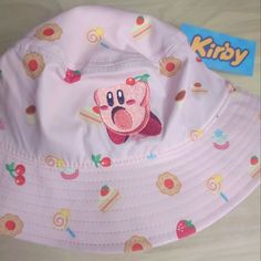 Brand New With Original Tags Playful Bucket Hat For Playtime, Cute Summer Bucket Hat, Pink Bucket Hat For Playtime, Playful Pink Bucket Hat, Cute Spring Bucket Hat For Playtime, Cute Pink Bucket Hat With Curved Brim, Cute Pink Adjustable Bucket Hat, Cute Adjustable Pink Bucket Hat, Cute Bucket Hat With Curved Brim