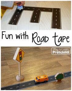 this is an easy way to teach kids how to play with road tape and cars