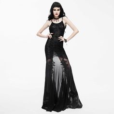 Party Darkness Floral Pattern Floor Length Sexy Women Lace Fishtail Dress Uniform Accessories, Fishtail Dress, Goth Dress, Gothic Dress, Fashion Now, Floor Length Dresses, Long Blouse, Blouse Dress, Dresses Xs