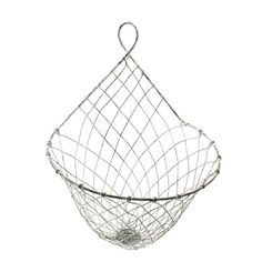 a wire basket hanging from the ceiling