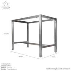 an image of a metal table with measurements