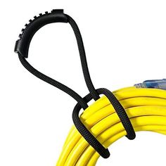 a close up of a yellow extension cord