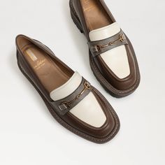 With Elevated Chunky Soles And Vintage Vibes, Laurs Is The Most Sophisticated Loafer Of The Season. Pair With Pantsuit Or A Pencil Skirt For Maximum Class. Closure: Slip-On Toe: Round Toe Heel Height: 1.5 Inches Material: Leather, Synthetic Faux Shearling: Dark Mocha/ Natural Box Leather Insole: Synthetic Featured In Our Edelman Icons Collection Brand New Never Worn Store Removed Tags Beige Loafers With Brogue Detailing For Work, Beige Brogue Loafers For Work, Cream Closed Toe Loafers For Office, Beige Closed Toe Platform Loafers For Work, Cream Almond Toe Loafers For Fall, Cream Loafers For Fall Workwear, Cream Slip-on Loafers For Work, Cream Slip-on Loafers With Round Toe, Luxury Brown Classic Platform Loafers