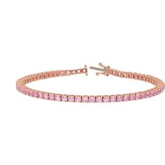 Sofer Jewelry - Pink Sapphire Tennis Bracelet in 14K Rose Gold Luxury Rose Gold Bracelets With Prong Setting, Rose Gold Diamond Bracelets With Gemstones, Fine Jewelry Rose Gold Tennis Bracelet With Prong Setting, Rose Gold Tennis Bracelet With Prong Setting, Luxury Hand Set Rose Gold Tennis Bracelet, Fine Jewelry Rose Gold Diamond Bracelet With Gemstone, Rose Gold Diamond Bracelet With Gemstone Fine Jewelry, Rose Gold Diamond Bracelet With Gemstone, Luxury Rose Gold Gemstone Bracelets